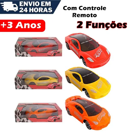 Carrinho de Controle Remoto Speed 2 Funções Sortido Desenvolve Coordenação Estimula Criatividade