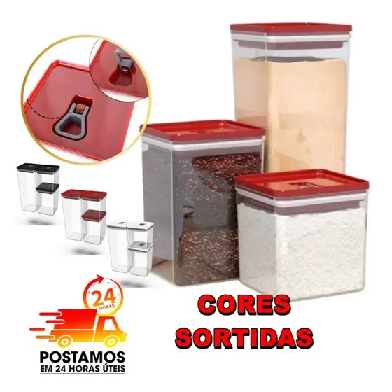Kit Organizador Hermético Dubai 5 Litros - Sortidos Design Empilhavel, Resistente e Alta Qualidade