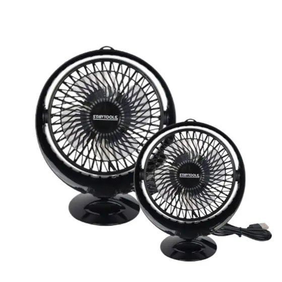 Ventilador de Mesa Portatil com USB Redondo Preto Grande e Pequeno Escritorio Quarto Viagens Cozinha