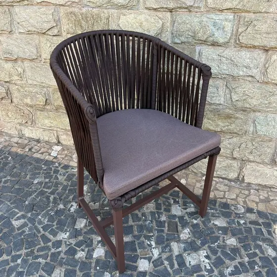 Poltrona Avulso Angra Assento Fixo em Alumínio Confortável Design Moderno Corda Náutica Premium UV