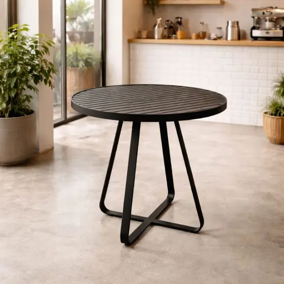 Mesa Boston Redonda 70cm Alumínio Café Restaurante Festa Área Gourmet Cozinha Moderna