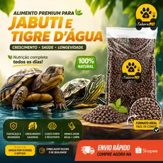 Ração Para Jabuti Adulto Tigre Dagua Aquática e Terrestre 300g 500g 1Kg Original Fácil de Comer Premium Alta Aceitação