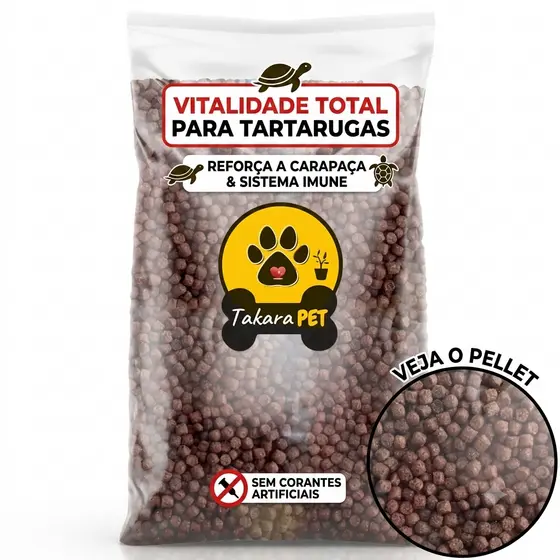 Racao para Tartaruga Aquatica e Tigre d'Agua Adulto Pellets 5mm Flutuante Nutricao Completa 1kg