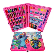 Estojo Maleta De Pintura Escolar Infantil 86 Pçs Personagens Homem Aranha Stitch Minnie Patrulha Canina