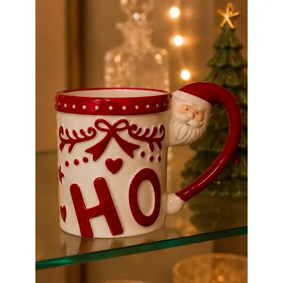 Caneca Natal De Porcelana 350ML Xícara Natalina Papai Noel