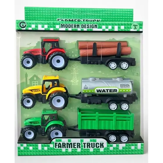 Kit Com 3 Trator De Brinquedo Madeira, Água, Caçamba