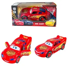 Carrinho de Ferro 13cm Com Luz e Som Fricção CARS Relâmpago MC Queen