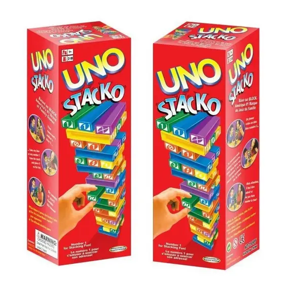 JOGO UNO STACKO DIVERSÃO ESTRATÉGIA 45 BLOCOS