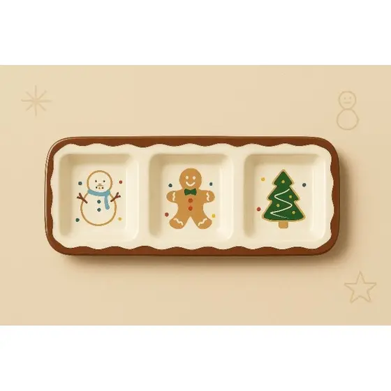 Bandeja Petisqueira de Porcelana de Natal Prato Biscoito de Natal Gingerbread