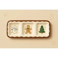 Bandeja Petisqueira de Porcelana de Natal Prato Biscoito de Natal Gingerbread
