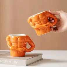 Caneca de Porcelana Muscle Cup 350ML — Xícara Divertida Com Designer Musculação Academia