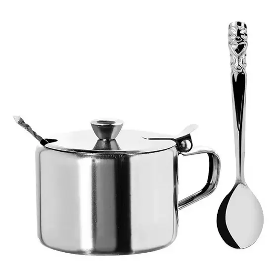 Açucareiro Com Colher Aço Inox 6,6x5cm Art House