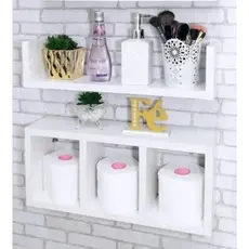 Nicho Prateleira 2 Peças para Decoração Banheiro Mdf Branco