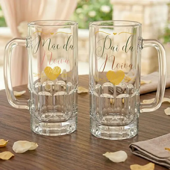 Jogo 2 Caneca Tabernas Personalizada Pai Mãe da Noiva do Noivo Presente Casamento Madrinha Padrinho