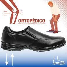 Sapato Social Masculino de Couro Ortopédico Confortável Sola Antiderrapante Envio Imediato
