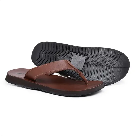 Chinelo De Couro Masculino Com Sola De Borracha Sandália Marrom Black Friday