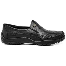 Sapato Mocassim Masculino Ortopédico Casual De Couro Drive Antistress Confortável Cor Preto