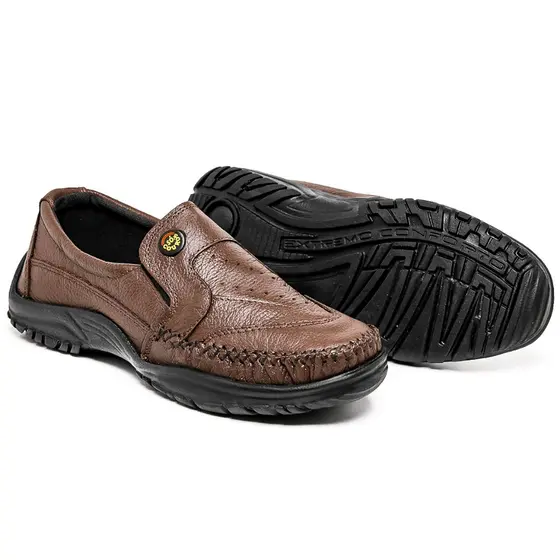 Sapato  Masculino Couro Legitimo Ortopédico Casual Mocassim Confortável