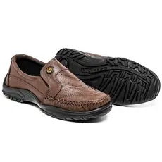 Sapato  Masculino Couro Legitimo Ortopédico Casual Mocassim Confortável