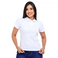 T Shirt Feminina Camiseta Baby Look Gola Polo  Algodão Fio 30 Malha Penteada