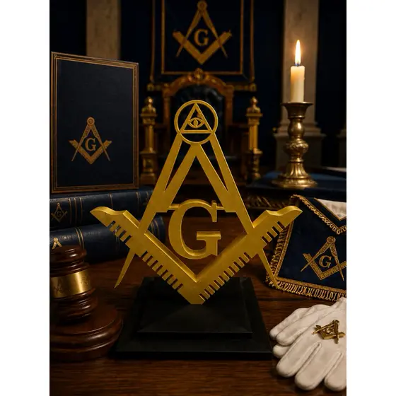 Símbolo Maçônico Esquadro e Compasso com Letra G | Decoração de Mesa Maçonaria | Impressão 3D PLA | 10cm
