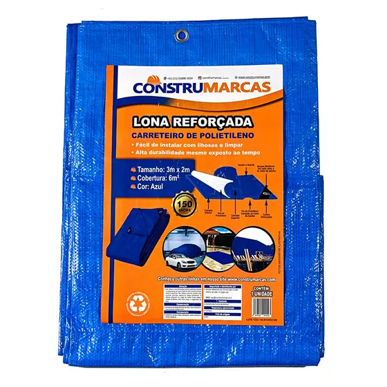 Lona Reforçada 3x2 Impermeável 150 Micra Multiuso C/ilhós