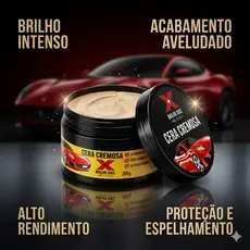 Cera Cremosa de Carnaúba Automotiva 200g Brilho Intenso Espelhamento Acabamento Profissional