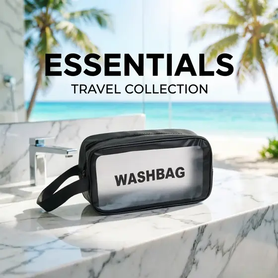 Kit 4 Necessaire Maquiagem Feminina Transparente WashBag a Prova de Água