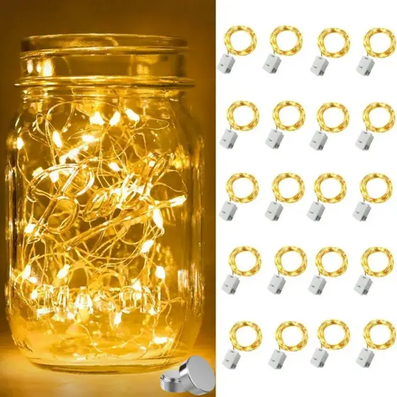 3/4/5 Pcs Luzes De Fadas LED De Fio De Cobre De 2M-Mini Cordas De Luz Para Quarto , Casamento , Festa E Decoração De Na