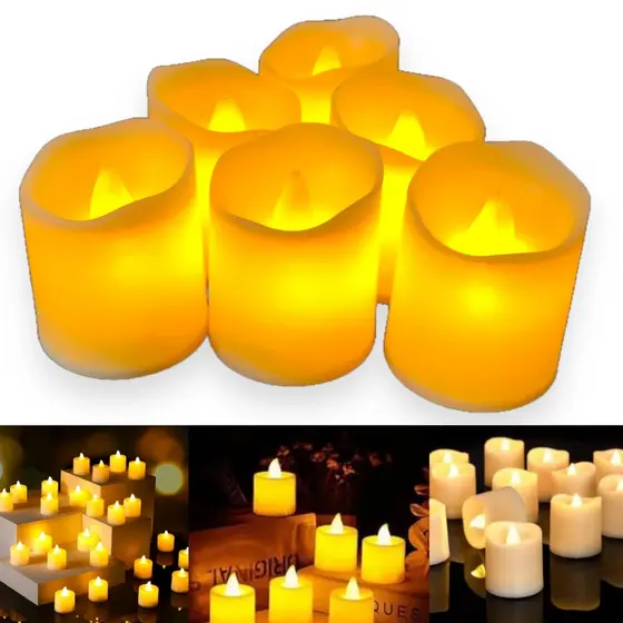 Kit 6 Vela Led Eletronica Para Decoração Enfeite Chama Viva + Bateria