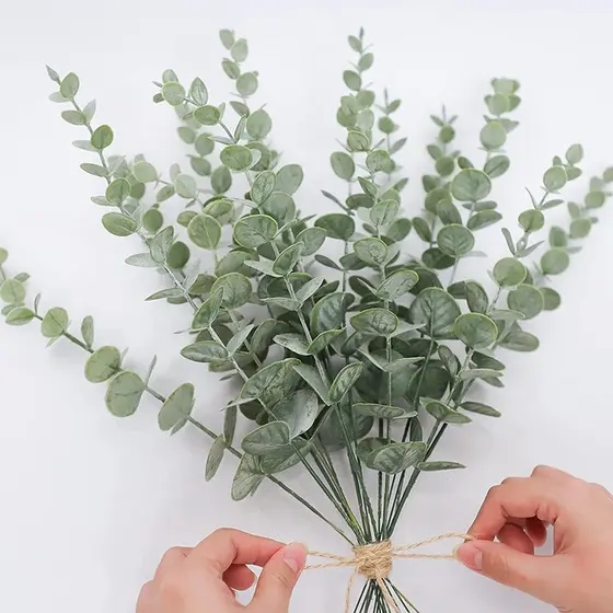24 Pcs Folhas Artificiais Com Visual Natural Sempre Frescas Montagem Imediata Baixo Custo De Manutenção