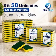 Kit até 50 Esponjas de Lavar Louça Bucha de Cozinha Multiuso Dupla Face