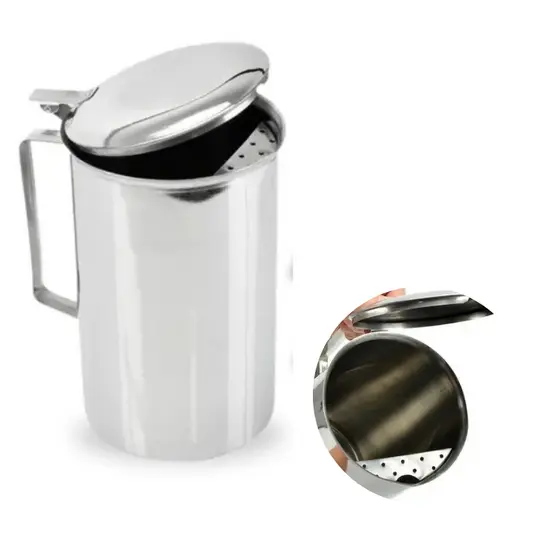 Jarra 2L Inox Com Tampa e Aparador de Gelo Para Água, Suco e Bebidas em Geral