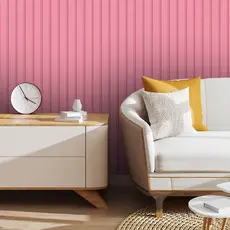 Papel de Parede Ripado Rosa Adesivo Ripado Rosa 3D 3 METROS x 40CM Adesivo Autocolante Lavável