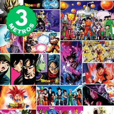 Papel de Parede Adesivo Dragon Ball Cenas Quarto Gamer Geek Colorido Adesivo Lavável - Pro Decor