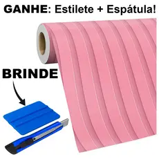 Papel de Parede Adesiro Ripado Rosa Listras Rose Ripas Madeira Rolo de 5 Metros Lavável