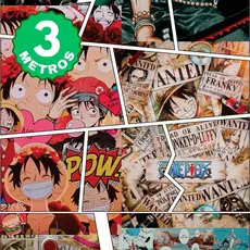 Papel de Parede Adesivo Infantil Anime Manga One Piece Colorido Quadrinhos Lavável 3 Metros