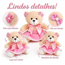 Trio de Ursinhas de Pelúcia para Nicho | Decoração Quarto Bebê Menina Festa Infantil