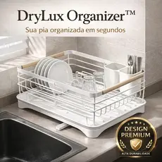 Escorredor de Louças Premium com Bandeja Coletora DryLux Organizer™ Organizador de Pia Compacto e Moderno