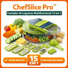 ChefSlice Pro Cortador de Legumes Multifuncional 15 em 1 Ralador Fatiador Profissional com Cesto
