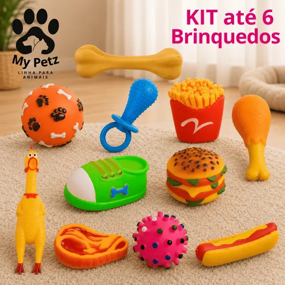 KIT Mordedor Com Apito, Brinquedo Cachorro Pet Pequeno Médio Porte Brinquedinho Pet Mordedor