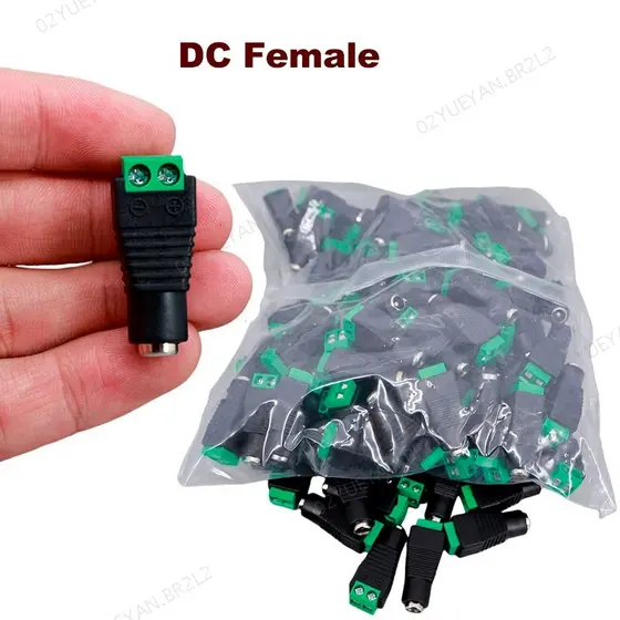 50 Pçs/Lote 5.5x2.1mm DC Fêmea plug Conector Fonte De Alimentação jack Adaptador BNC Para Câmera CCTV LED Tira Lâmpada I