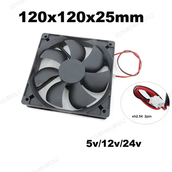5 Pçs DC 5V 12V 24v 120mm 12cm 12025 Ventilador 120mm * 25mm De Refrigeração Sem Escova 2PIN PC Computador Caso Refriger
