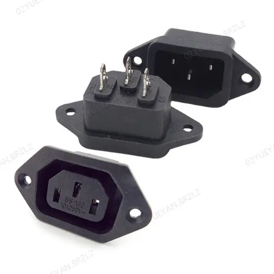 3 Pinos AC IEC Reto Fêmea Macho Soquete De Carregamento Linha Extensão Cabo Plug Conector Alimentação C13 C14 10A 250V R