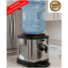 Suporte inox com cuba de cerâmica para galão de 10 e 20 litros
