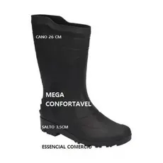 Bota Impermeável Solado Preto Galocha Pvc Borracha Pega Forte