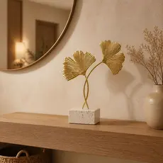 Escultura Decorativa Folha Cruzada Premium Decoração  Sala Estante e Decor 20cm
