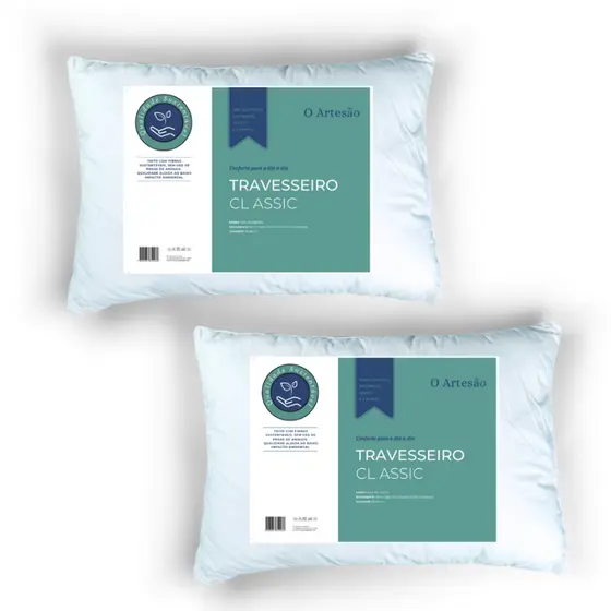 Kit 2 travesseiros Classic Fibra Siliconada pluma de ganso antialergico e Lavável