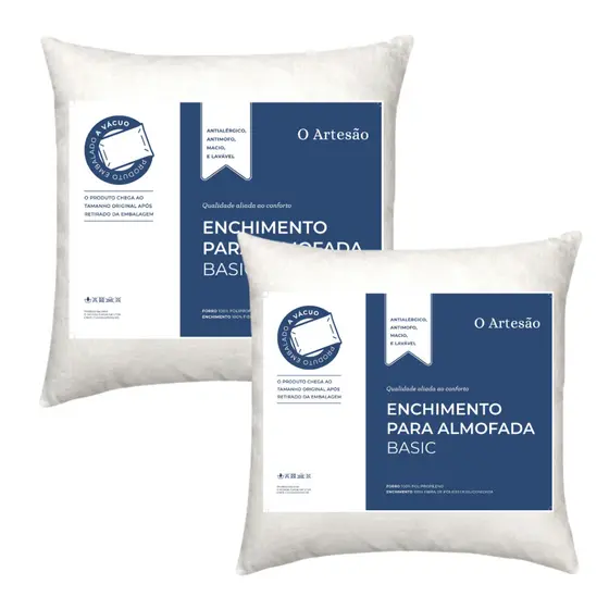 kit 2 refil enchimento de almofada 40x40 fibra siliconada antialergica lavavel branca