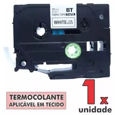 Fita Compatível Brother TZe-FA231 12mm Termocolante Tecido Rotulador Letra Preta Laminada